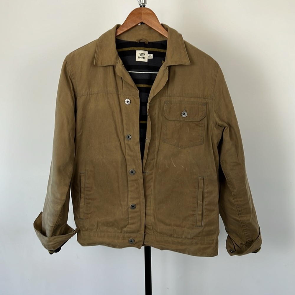 Flint and Tinder Flannel Lined Waxed Trucker Jacket - Medium